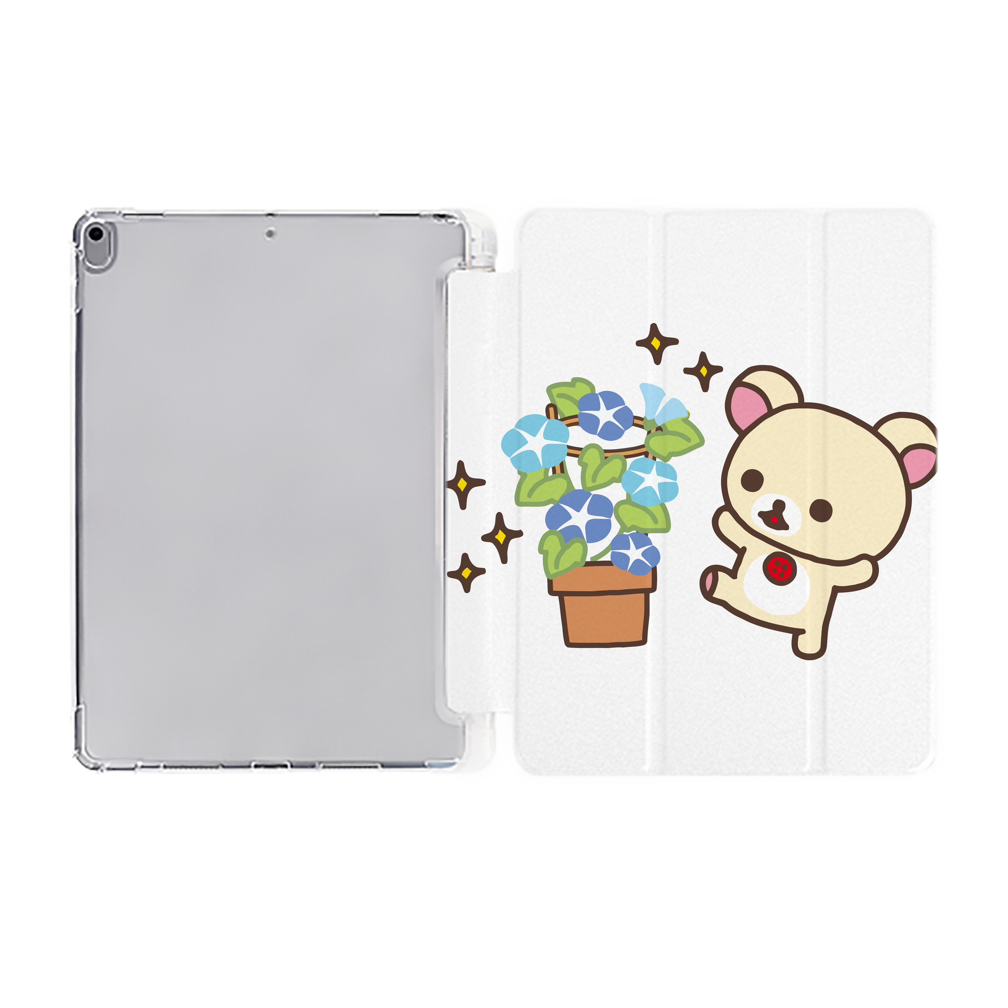 （画像用） リラックマ リラックマ キイロイトリ Rilakkuma Korilakkuma Kiiroitori IPad ケース ペン収納付き 三つ折りスタンド PUレザー×シリコン 対応機種9.5/10.5/10.9インチ